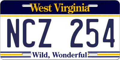 WV license plate NCZ254