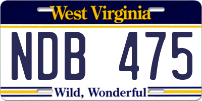 WV license plate NDB475