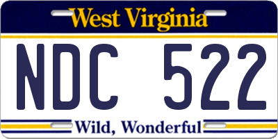 WV license plate NDC522