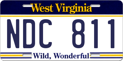 WV license plate NDC811