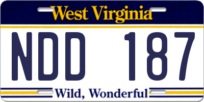 WV license plate NDD187