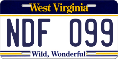 WV license plate NDF099