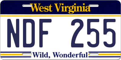 WV license plate NDF255