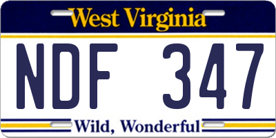 WV license plate NDF347
