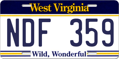 WV license plate NDF359