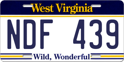 WV license plate NDF439