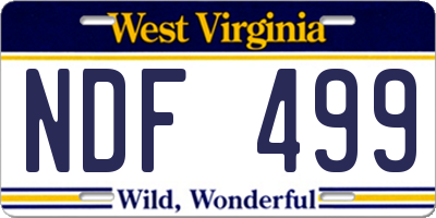 WV license plate NDF499