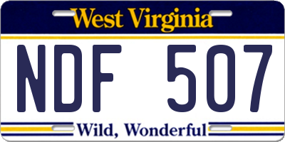 WV license plate NDF507