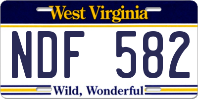 WV license plate NDF582