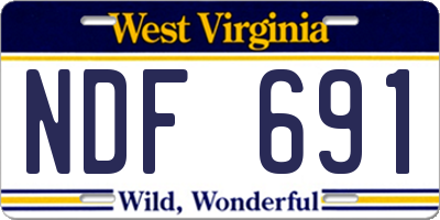 WV license plate NDF691
