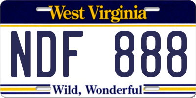 WV license plate NDF888