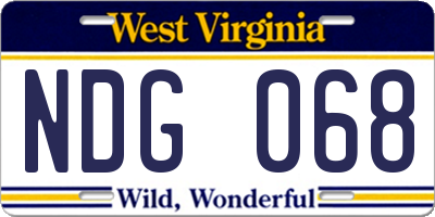 WV license plate NDG068