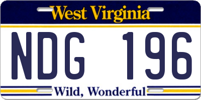 WV license plate NDG196