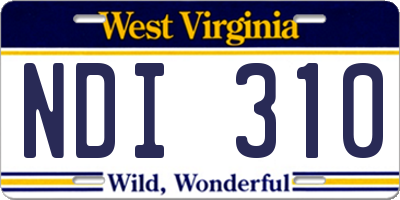 WV license plate NDI310