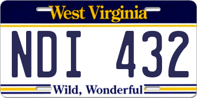 WV license plate NDI432
