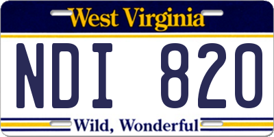 WV license plate NDI820
