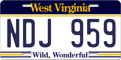 WV license plate NDJ959