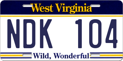 WV license plate NDK104