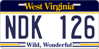 WV license plate NDK126