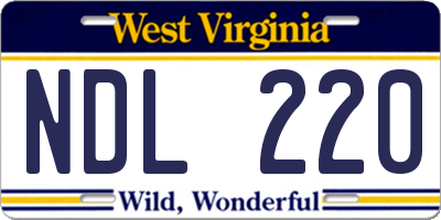 WV license plate NDL220