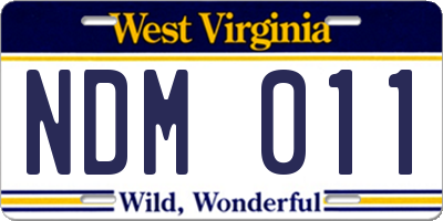 WV license plate NDM011