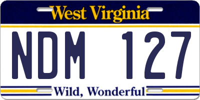 WV license plate NDM127