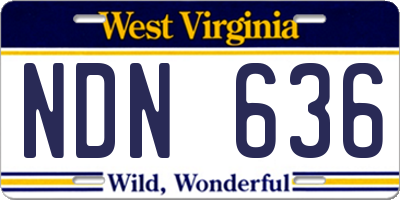 WV license plate NDN636