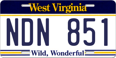 WV license plate NDN851