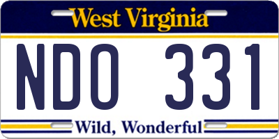 WV license plate NDO331