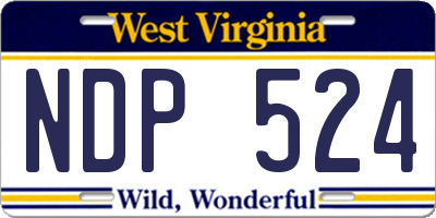 WV license plate NDP524