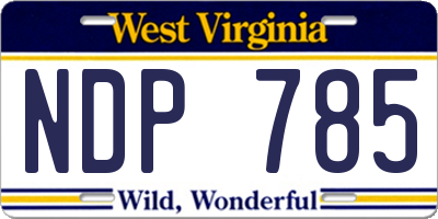 WV license plate NDP785