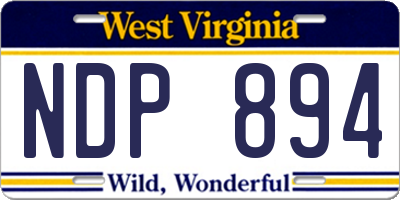 WV license plate NDP894