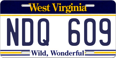WV license plate NDQ609
