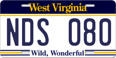 WV license plate NDS080