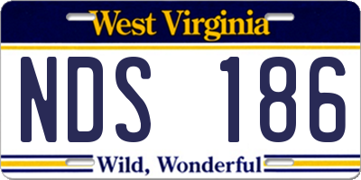 WV license plate NDS186