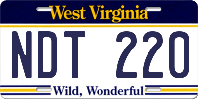 WV license plate NDT220
