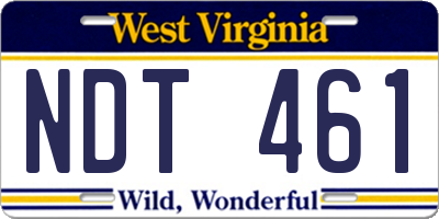 WV license plate NDT461