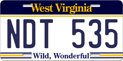WV license plate NDT535
