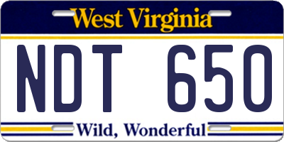WV license plate NDT650