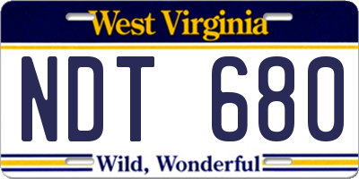 WV license plate NDT680