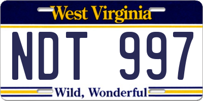 WV license plate NDT997