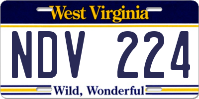 WV license plate NDV224