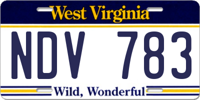 WV license plate NDV783