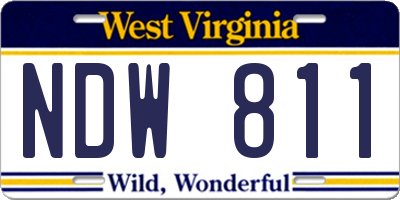 WV license plate NDW811
