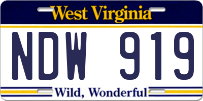 WV license plate NDW919