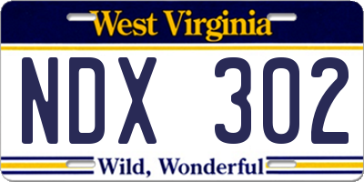 WV license plate NDX302