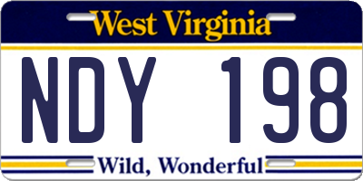 WV license plate NDY198
