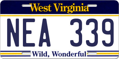 WV license plate NEA339