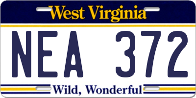 WV license plate NEA372