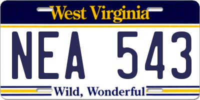 WV license plate NEA543